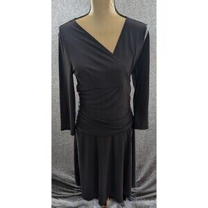 Rekucci Dress 3/4 Sleeve Women's Wrap Style Detail with Ruching Size 12 Party